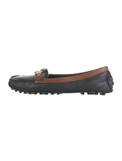 Pre-owned Tory Burch Leather Loafers In Blue/brown