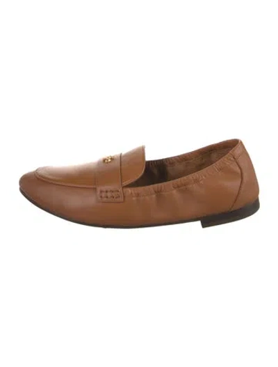 Pre-owned Tory Burch Leather Loafers In Brown