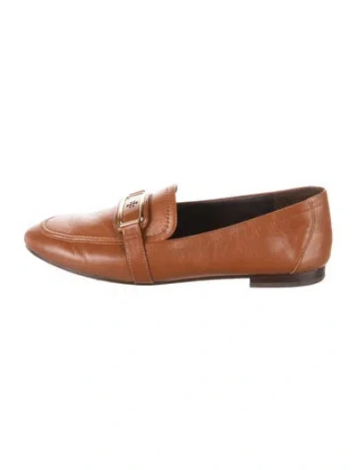 Pre-owned Tory Burch Leather Loafers In Brown