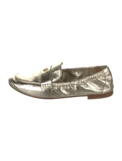Pre-owned Tory Burch Leather Loafers In Gold