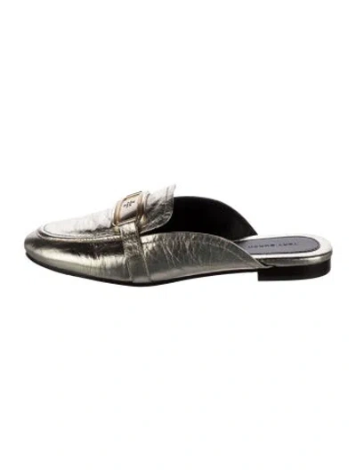Pre-owned Tory Burch Leather Loafers In Gold/metallic