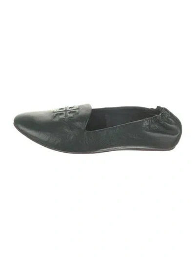 Pre-owned Tory Burch Leather Loafers In Green