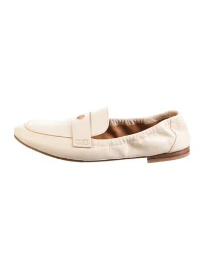 Pre-owned Tory Burch Leather Loafers In Neutral