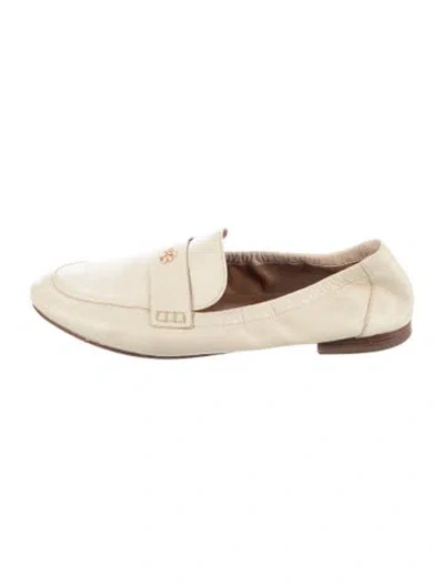 Pre-owned Tory Burch Leather Loafers In Neutral