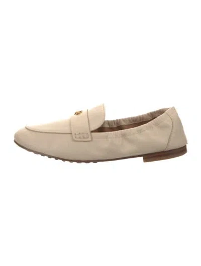 Pre-owned Tory Burch Leather Loafers In Neutral