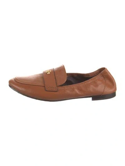 Pre-owned Tory Burch Leather Loafers In Neutral
