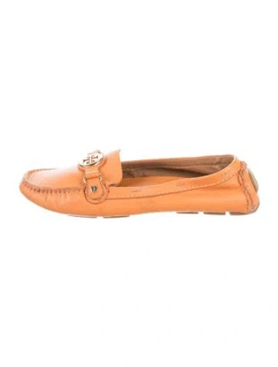 Pre-owned Tory Burch Leather Loafers In Orange
