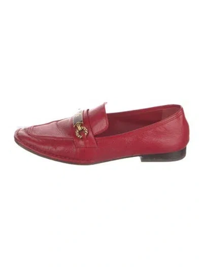 Pre-owned Tory Burch Leather Loafers In Red