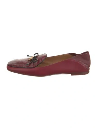 Pre-owned Tory Burch Leather Loafers In Red