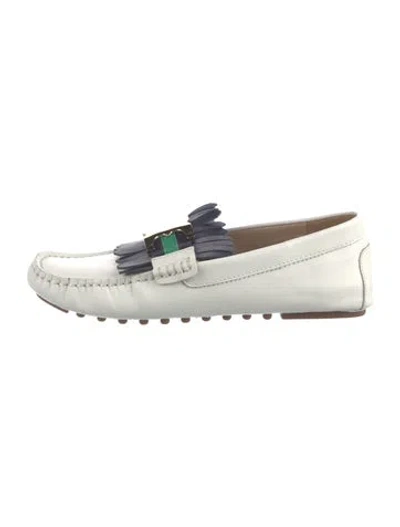 Pre-owned Tory Burch Leather Loafers In White