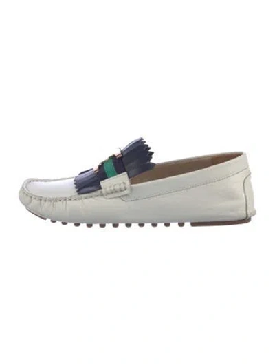 Pre-owned Tory Burch Leather Loafers In White