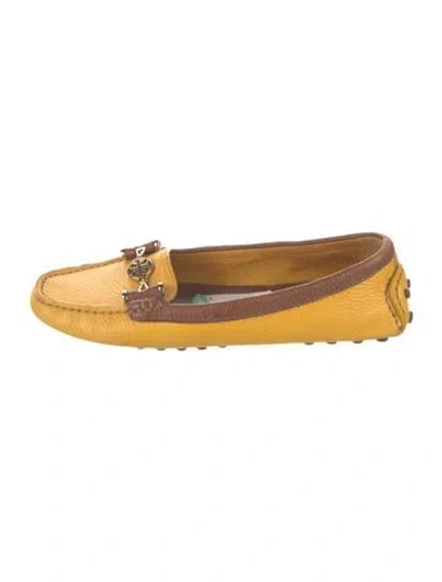 Pre-owned Tory Burch Leather Loafers In Yellow