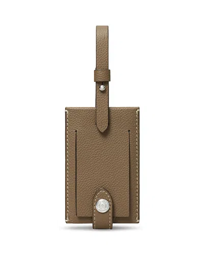 Tory Burch Leather Luggage Tag In Brown