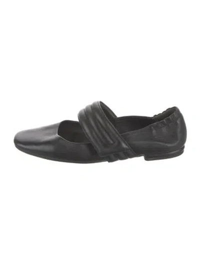 Pre-owned Tory Burch Leather Mary Jane Flats In Black
