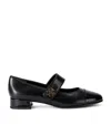 Tory Burch Mary Jane Cap-toe Leather Ballerina Flats In Black