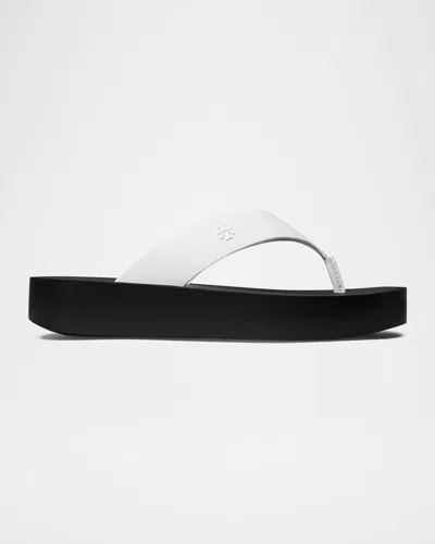 Tory Burch Leather Medallion Flip Flop Sandals In Black