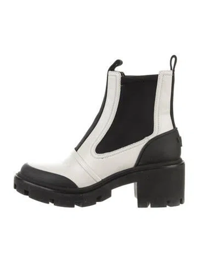 Pre-owned Tory Burch Leather Mesh Accents Chelsea Boots In Neutrals