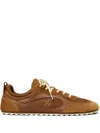 Tory Burch Leather Mesh Panel Trainers In Brown