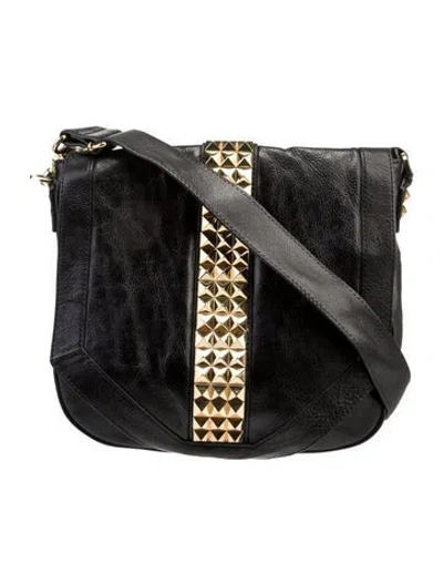 Pre-owned Tory Burch Leather Messenger Bag In Black