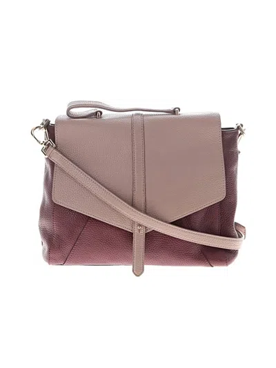 Pre-owned Tory Burch Leather Messenger In Burgundy