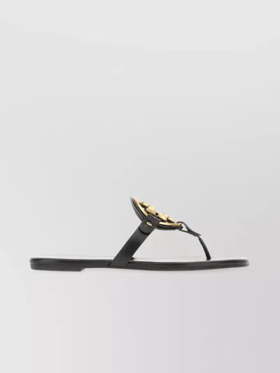 Tory Burch Leather Miller Sandals Metallic Embellishment