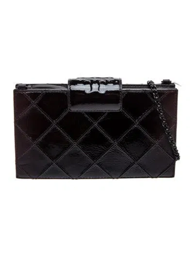 Pre-owned Tory Burch Leather Minaudière W/ Tags In Brown