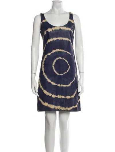 Pre-owned Tory Burch Leather Mini Dress In Blue