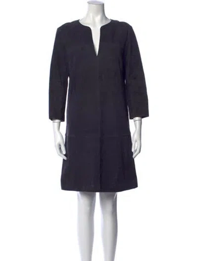 Pre-owned Tory Burch Leather Mini Dress In Blue