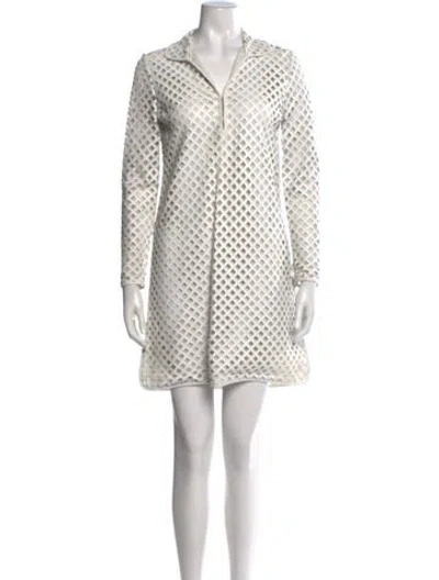 Pre-owned Tory Burch Leather Mini Dress In White