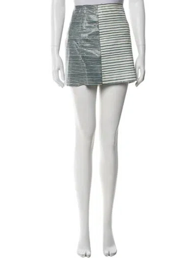 Pre-owned Tory Burch Leather Mini Skirt In Blue