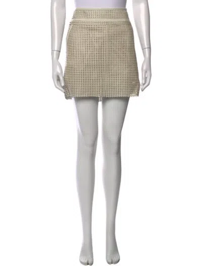 Pre-owned Tory Burch Leather Mini Skirt In Neutrals/white