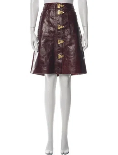 Pre-owned Tory Burch Leather Mini Skirt In Red