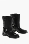 Tory Burch Leather Harness Short Biker Boots In Black