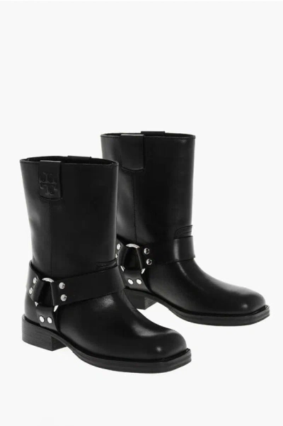 TORY BURCH LEATHER MOTO BIKER BOOTIES