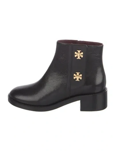 Pre-owned Tory Burch Leather Moto Boots In Black