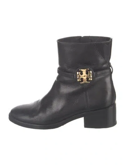 Pre-owned Tory Burch Leather Moto Boots In Blue