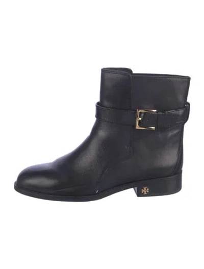 Pre-owned Tory Burch Leather Moto Boots In Blue