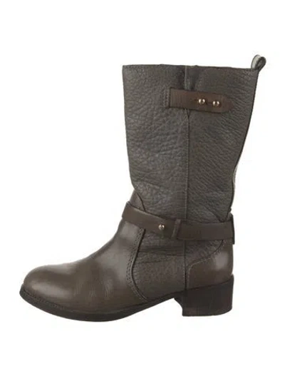 Pre-owned Tory Burch Leather Moto Boots In Brown