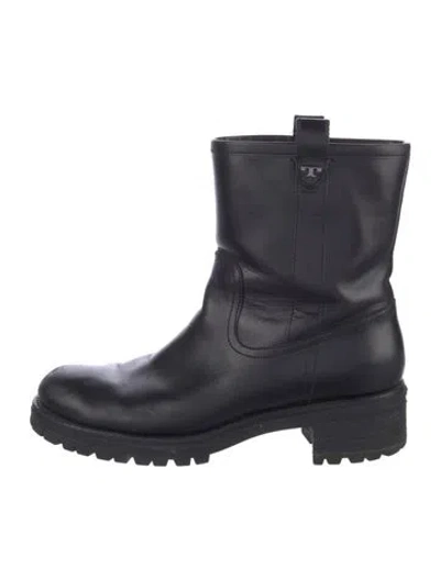 Pre-owned Tory Burch Leather Moto Boots In Multi
