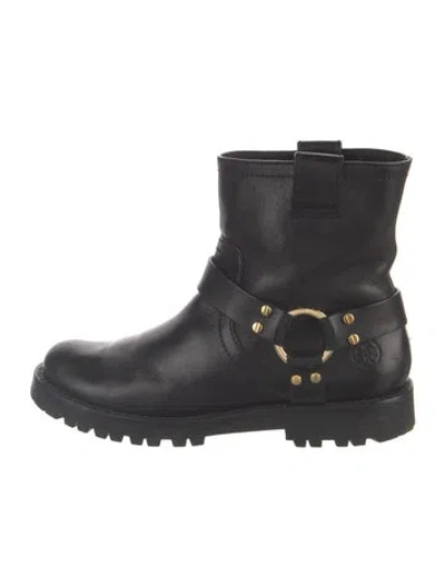 Pre-owned Tory Burch Leather Moto Boots In Multi