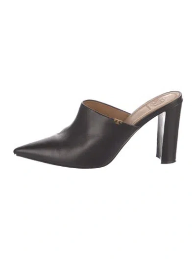Pre-owned Tory Burch Leather Mules In Black