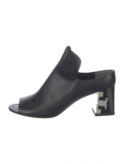 Pre-owned Tory Burch Leather Mules In Black