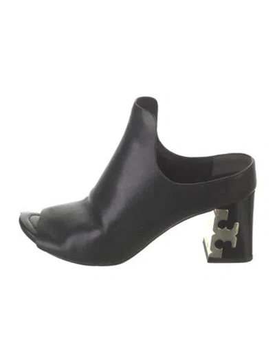 Pre-owned Tory Burch Leather Mules In Black