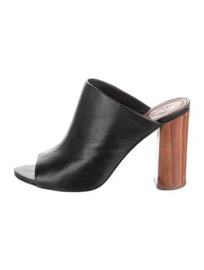 Pre-owned Tory Burch Leather Mules In Black