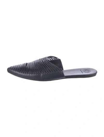 Pre-owned Tory Burch Leather Mules In Blue