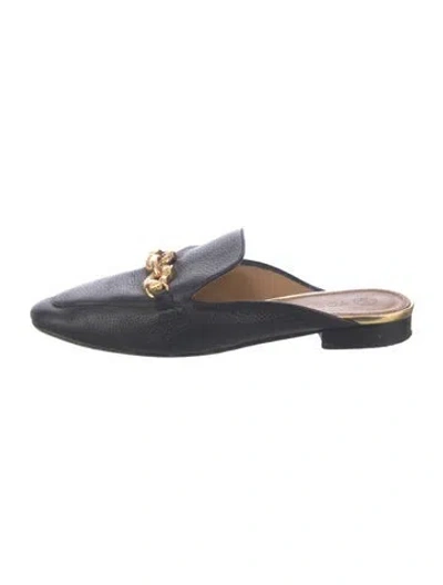 Pre-owned Tory Burch Leather Mules In Blue