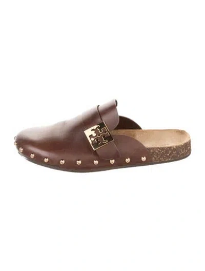 Pre-owned Tory Burch Leather Mules In Brown