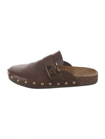 Pre-owned Tory Burch Leather Mules In Brown