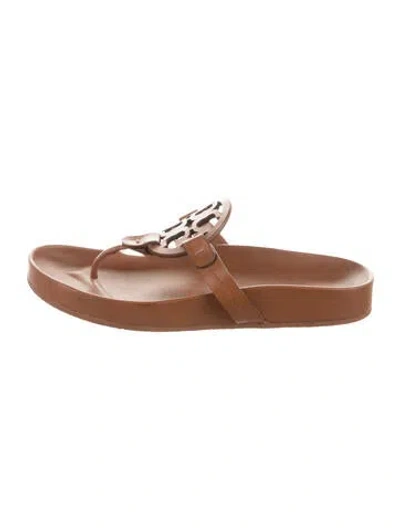 Pre-owned Tory Burch Leather Mules In Brown