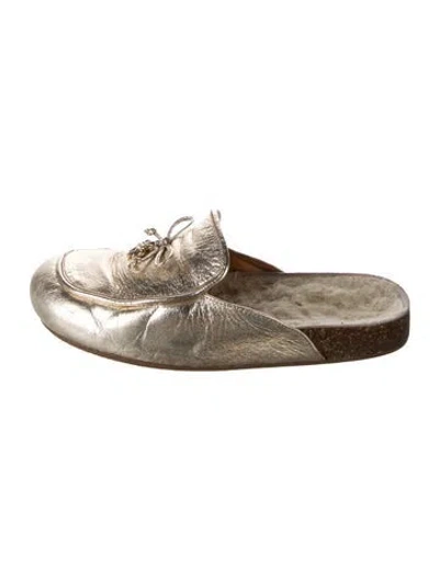 Pre-owned Tory Burch Leather Mules In Gold/metallic